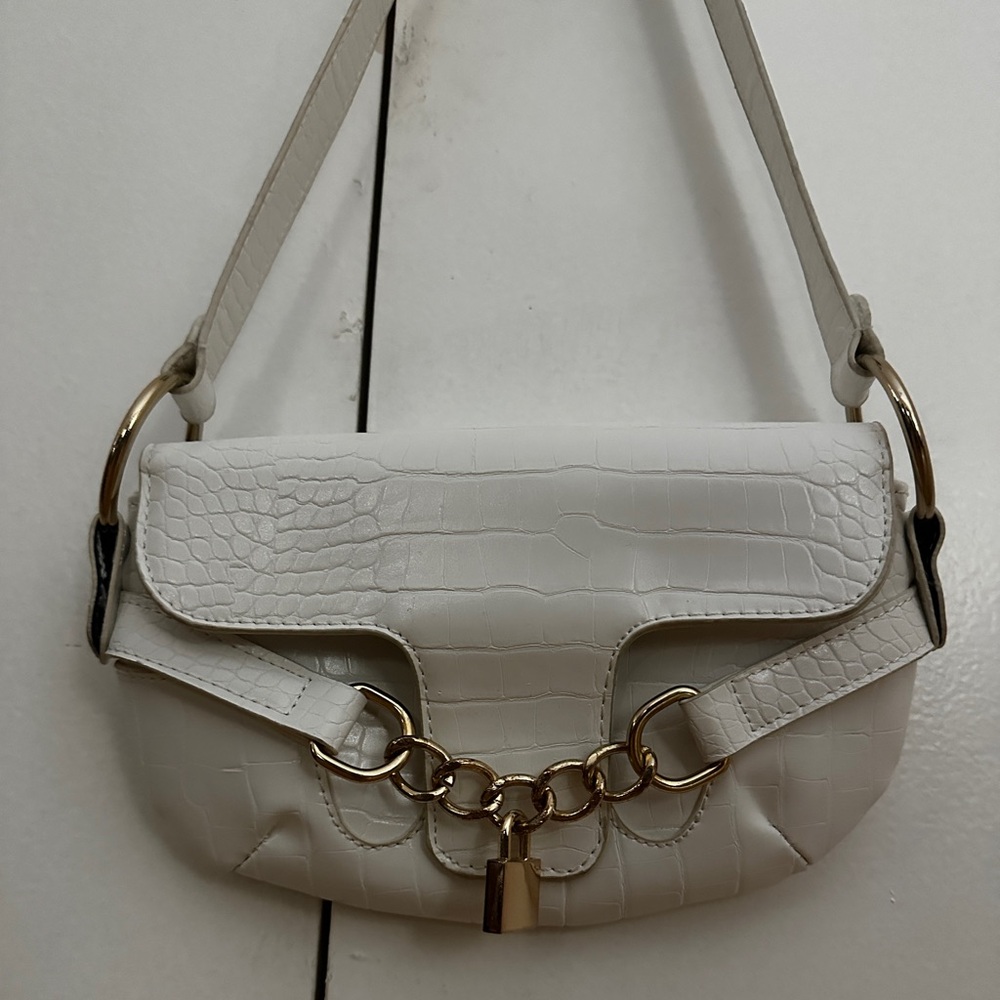 Nasty Gal Faux Leather Shoulder Bag - White